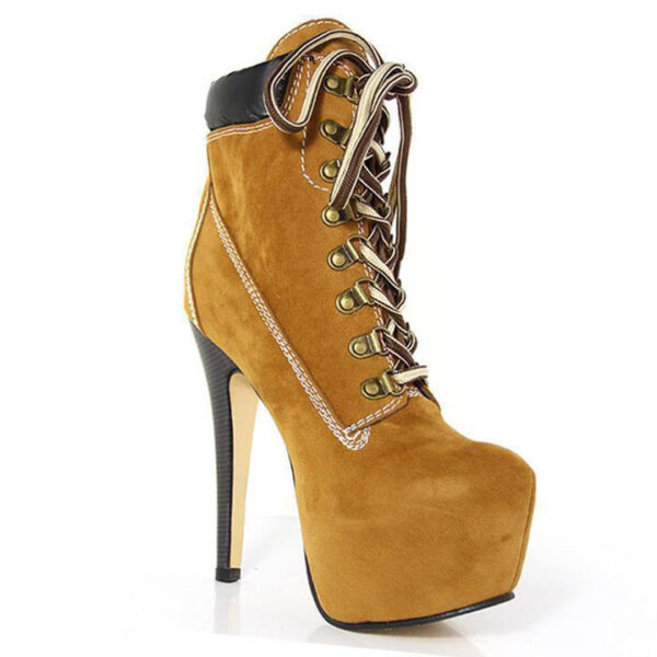 BuonoScarpe New Platform High Heels 15cm Stilettos Fashion Camouflage Ankle Boots Shoes Woman Lace Up Sexy Night Club Boots Chic - Image 4