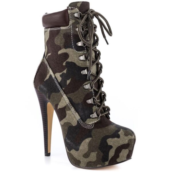 BuonoScarpe New Platform High Heels 15cm Stilettos Fashion Camouflage Ankle Boots Shoes Woman Lace Up Sexy Night Club Boots Chic - Image 7